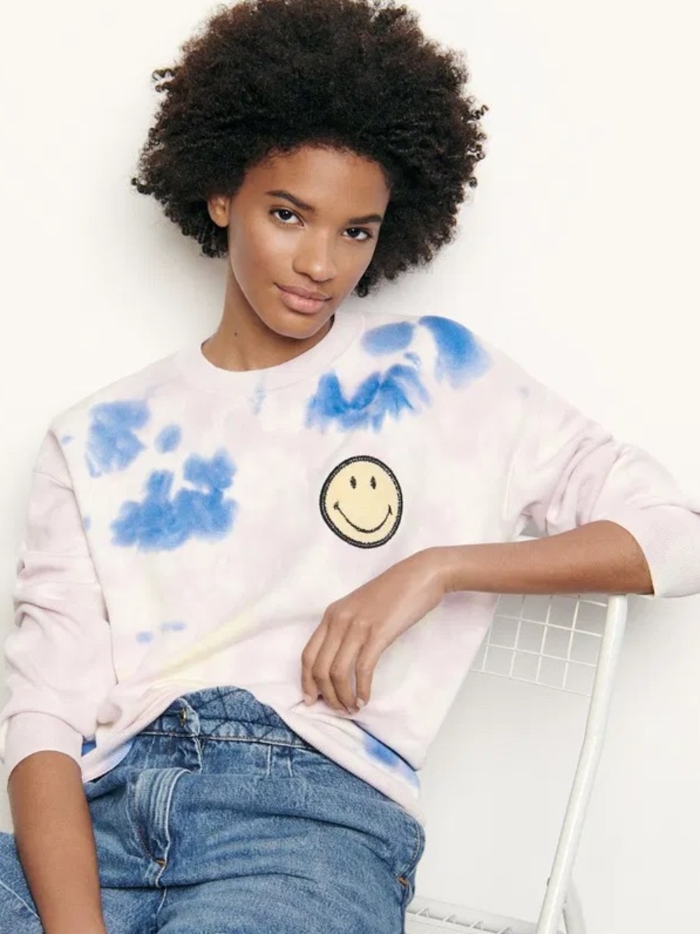 Sandro Paris Smiley tie dye sweater